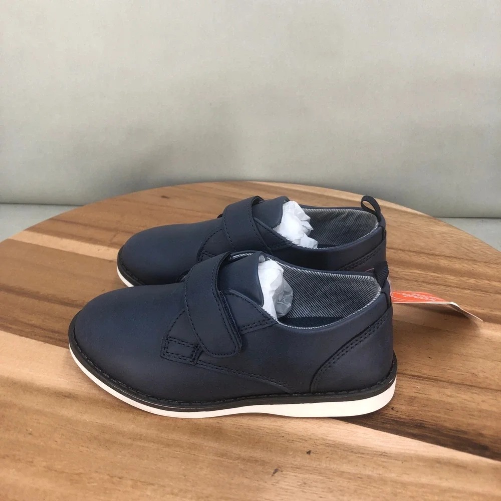 Wonder Nation Boys Navy Blue Hook and Loop Casual Dress Shoes Toddler Size 10